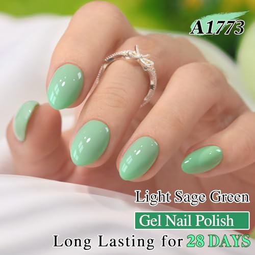 Gel Nail Polish Light Sage Green - Quiet Green 15ML Soak Off Manicure