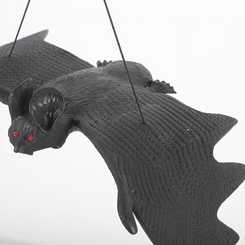 Small Halloween Hanging Rubber Bats - Pack of 2, Realistic Spooky Decor