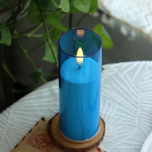 Flameless LED Candles with Remote & Timer Set of 6 - Blue, 2x6 Inches