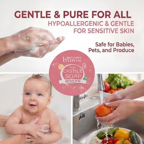 Brittanie's Pure Organic Castile Liquid Olive Oil Soap Refill, Dead Sea Salt, 1 Gallon | Face, Body Wash, Dishes, Pets & Laundry | Vegan & Gluten Free Non-GMO