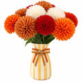 Artificial Fall Marigold Flower Set for Dia De Los Muertos & Autumn Decor - 12 Pcs
