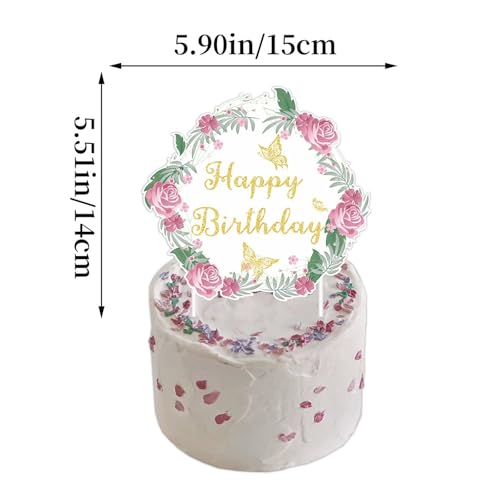 Birthday Party Banner Set with Cake Toppers and Spiral Charms - Tea Gathering Theme
