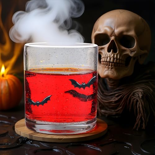 Halloween Ghost Bat Juice Glass Set - 14oz Spooky Cute Cocktail Cups with Variation Black/White