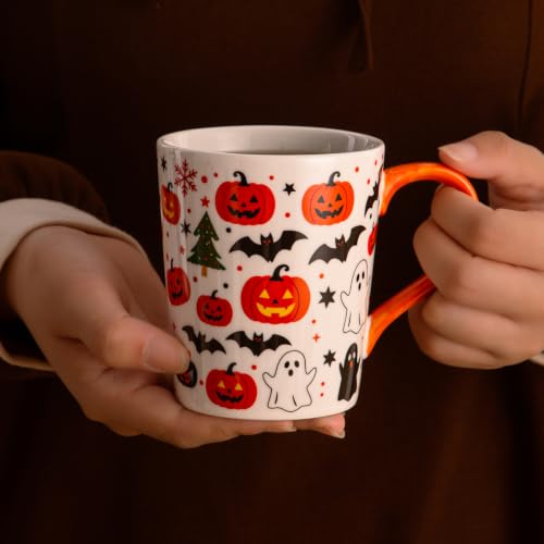 Halloween Mug 11 Oz Ceramic Pumpkin Ghost Coffee Cup with Gift Box - Fall Decor
