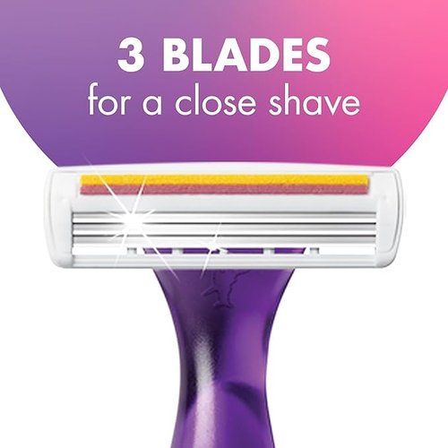 BIC Soleil 3 Scented Women's Disposable with 3 Blade Razors, Calming Lavender Scent and Vitamin E Moisture Strip, 10-Count