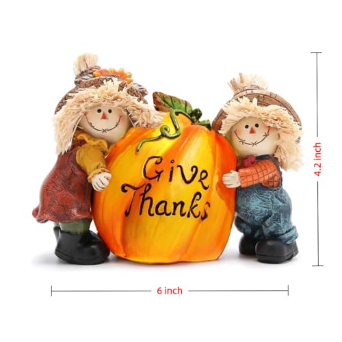 Thanksgiving Decor Pumpkin with Scarecrows - Resin Fall Home Decorations