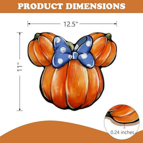 Pumpkin Shaped Halloween Door Sign with Blue Polka Dot Bow - Fall Decor