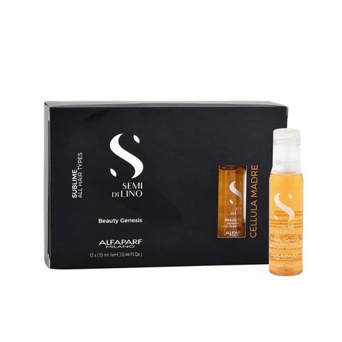 ALFAPARF MILANO Semi Di Lino Sublime Cellula Madre Vials - Argan Ampoules for Radiant Hair | 12 Vials (0.44 fl. oz. Each)