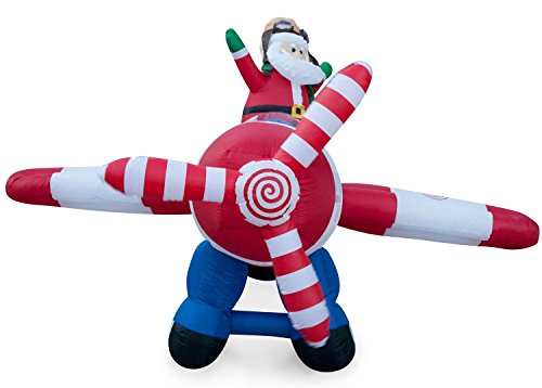 8 FT Animated Christmas Inflatable Santa in Flying Airplane Outdoor Decor