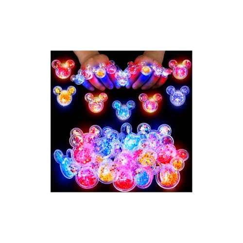 50Pcs Mouse Light Up Rings Halloween Party Favors for Kids - Mi-rings-di