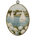 Nautical Coastal Wall Art - Hydrangea Sailboat Canvas Decor, 11x8.5 Inch