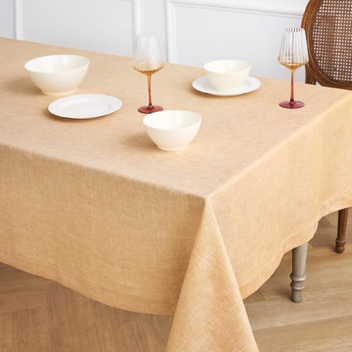 Luxurious Golden Nugget Linen Tablecloth - Athena 60 x 156 in, Handcrafted