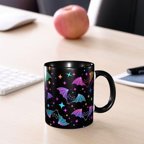 Purple Bat Coffee Mug 11oz Funny Ceramic Tea Cup with Handle - Novelty Gift for Women