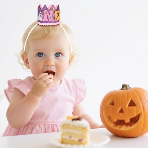 Halloween First Birthday Glitter Crown Hat - Kids Party Costume Accessory