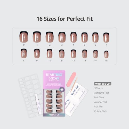 BTArtbox Short Square French Tip Press On Nails - 30Pcs Full Kit - Braveheart Variation