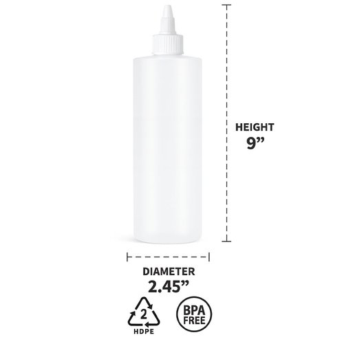 Bar5F 16 oz Condiment Squeeze Bottles (6-Pack) — Leak-Proof Twist-Top Dispensers, BPA-Free HDPE, Multi-Use for Ketchup, Dressings, Sauces & Crafts, Non-Toxic - Made in USA