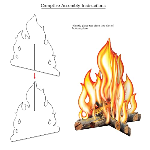 Three Dimensional Camping Fire Photo Prop - Corrugated Cardboard Party Decoration