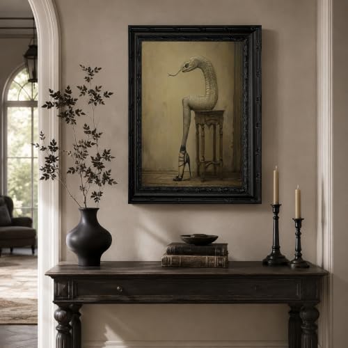 Snake in Human Form Gothic Canvas Wall Art - Framed Creepy Surreal Decor