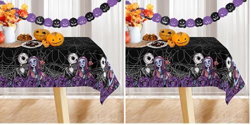 Halloween Rectangle Tablecloth Waterproof Gothic Decor for Home Party - Pack of 2