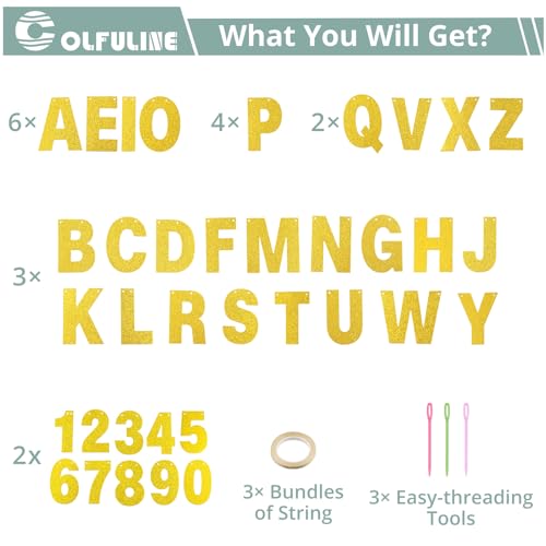 DIY Glitter Letter Banner Kit - Customizable Gold Sign for Parties & Events