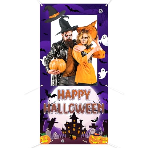 Halloween Photo Booth Props Frame 35x73 Inch - Purple Party Decor