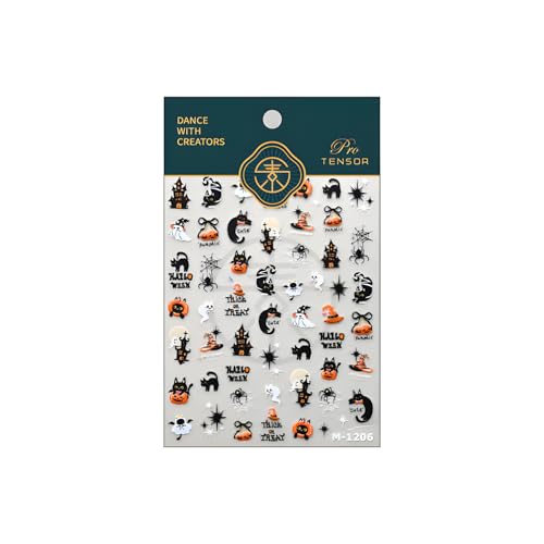 Halloween Ghost Spider Nail Stickers - Self-Adhesive Pumpkin & Black Cat Decals, Variation 2