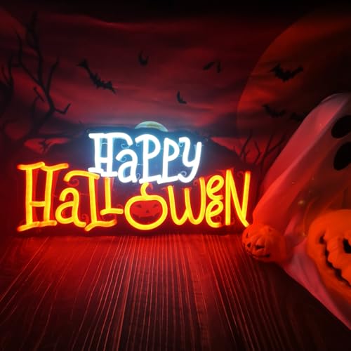 Halloween Neon Sign Dimmable LED Wall Decor - Pumpkin & Trick or Treat - SZ-happyhalloween-print2