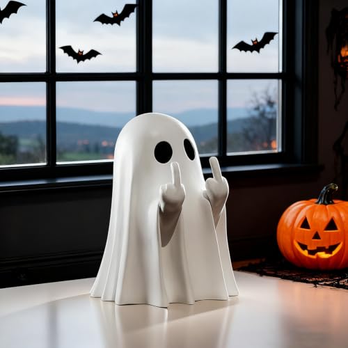 Halloween Ghost Figurine - White Indoor Decor, Cute Spooky Tabletop Ornament