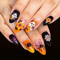 Vopintpy Halloween Ghost Spider Press On Nails Medium - Fake Nails Set with Adhesive Tabs - Variation Halloween Nails 2302