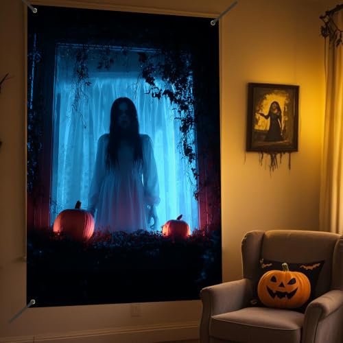 Ghost Window Cover - Halloween Decor, 31x47 Inches, Polyester, Variation CC01666