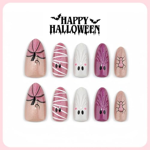 Halloween Press On Nails Short Almond Mummy Ghost Spider Kit - Variation of THIS listing