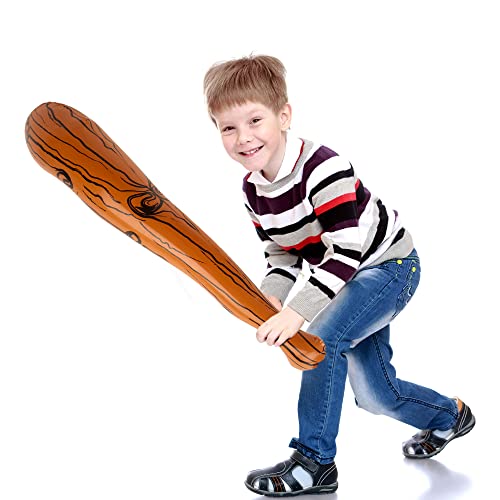 Inflatable Caveman Bat Stick Set - 20 Brown 35-Inch Party Props for Halloween & Cosplay
