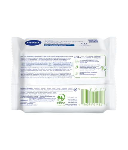 NIVEA 3-in-1 Refreshing Face Cleansing Wipes for Normal & Combination Skin