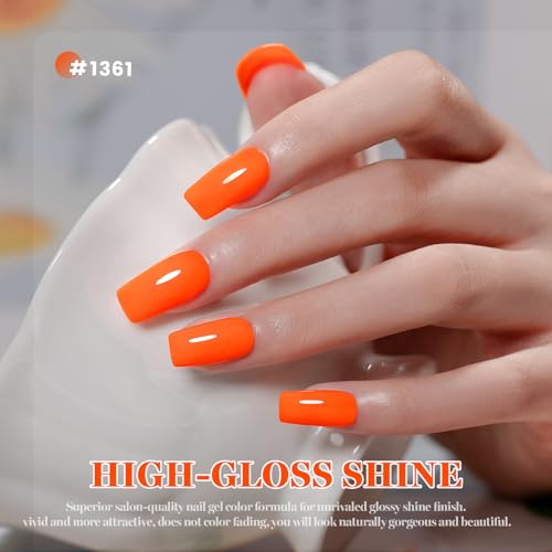 Neon Orange Gel Nail Polish 15ML Long Lasting UV Curing Soak Off Nail Art - Variation RAR1361