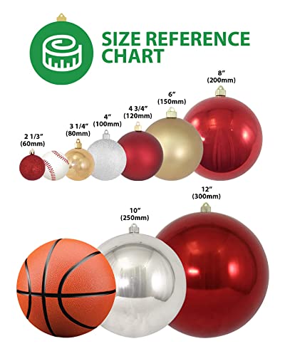 Large Silver Glitter Christmas Ornaments - 6 Inch Water-Resistant Plastic Balls (2 Pieces) - Outdoor Holiday Tree Decorations