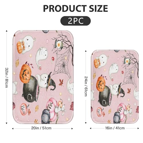 Halloween Ghost Bathroom Rug Set of 2 - Pink Halloween 16x24 & 20x32 Inch