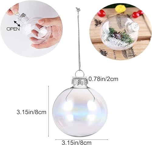 Clear Fillable Christmas Ornaments Balls Set - DIY Holiday Decor, 8 Pcs