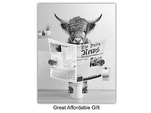 Funny Animal Bathroom Wall Art 8x10 Unframed Toilet Decor