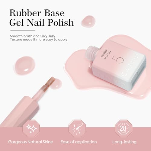 CANNI Milky Pink Gel Nail Polish Set - 6Pcs 9ml Rubber Base Kit R1-Rubber Base