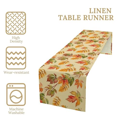Autumn Fall Table Runner 13x36 Inch Maple Leaves Rustic Thanksgiving Decor - Variation W13"xL36" / Autumn-9