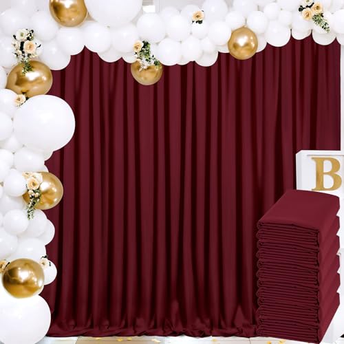 6Pcs Burgundy Polyester Backdrop Curtains 30ft x 8ft for Weddings & Parties - Variation of THIS listing