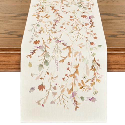 Brown 13x90 Inch Fall Table Runner - Polyester Home Party Decor