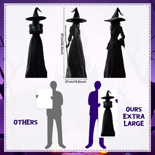 Large Halloween Window Clings - Witch & Bat Silhouette Decals for Glass, Reusable & Scary Decorations