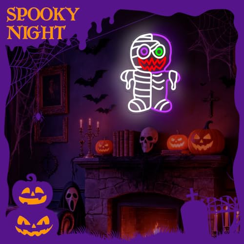 Skeleton Zombie Neon Sign for Halloween Decorations - USB Dimmer Included