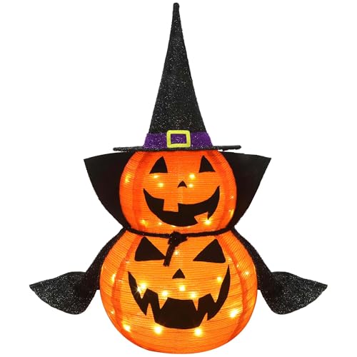 Orange 3FT Halloween Collapsible Pumpkin Decoration with LED Lights