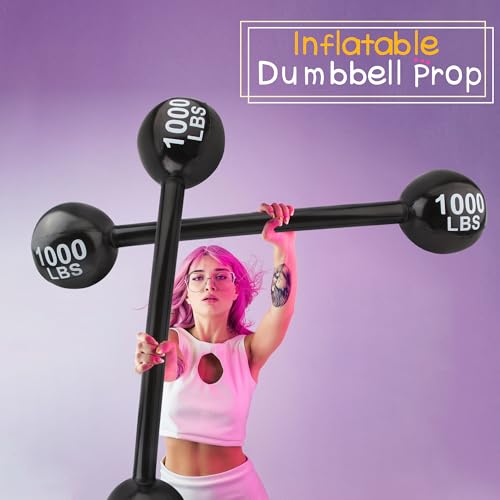 12 Pack Inflatable Dumbbell Barbell Party Props - 47 Inch Fake Weights for Cosplay & Celebration
