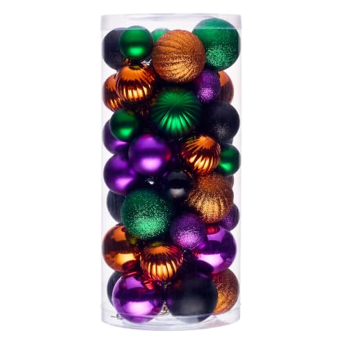 Halloween Ornaments Set - Black, Orange, Purple, Green, 50 Pieces for Tree Decor