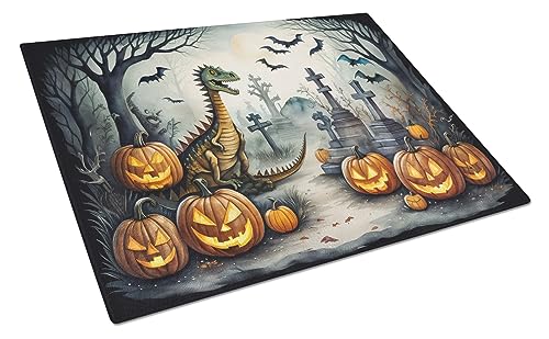 Halloween Dinosaur Glass Cutting Board Large Decorative Kitchen Chopping & Serving Board - Variation of THIS listing