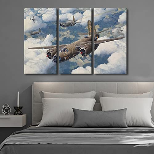 3 Panel Aircraft Wall Art - Military Fighter Poster for Living Room & Office - 42x28 in Variation of Artwork-17