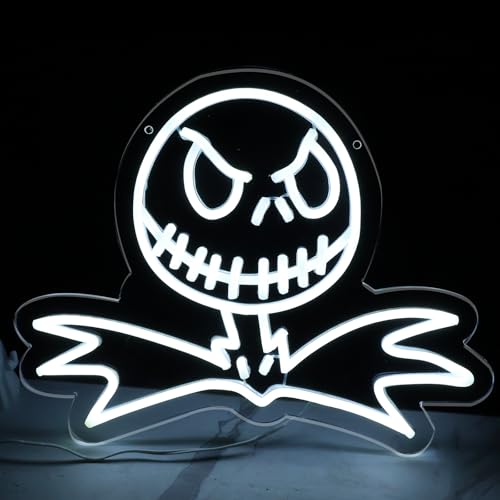 White Jack Skellington Neon Sign Dimmable Wall Light Halloween Christmas Decor